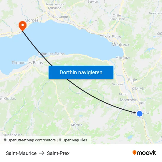 Saint-Maurice to Saint-Prex map