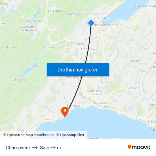 Champvent to Saint-Prex map