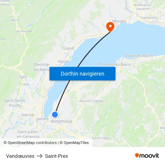 Vandœuvres to Saint-Prex map
