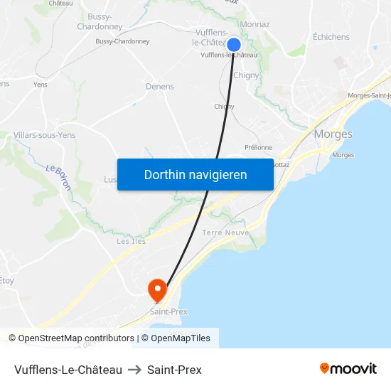 Vufflens-Le-Château to Saint-Prex map