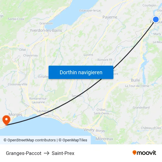 Granges-Paccot to Saint-Prex map