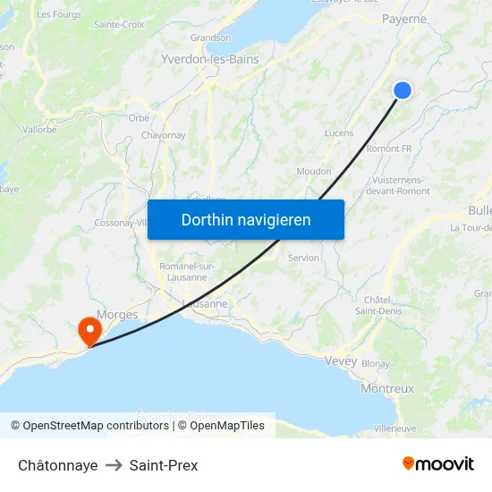 Châtonnaye to Saint-Prex map