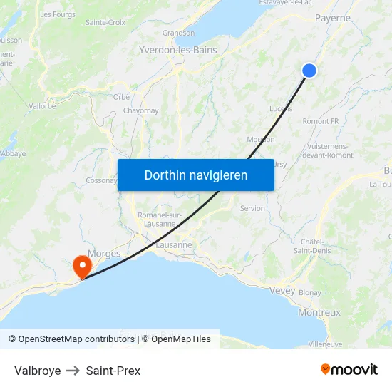 Valbroye to Saint-Prex map