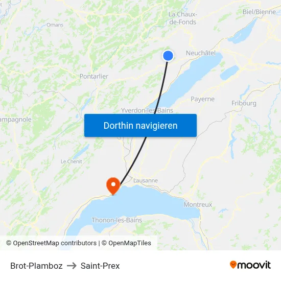 Brot-Plamboz to Saint-Prex map