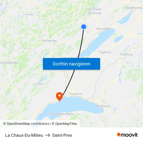 La Chaux-Du-Milieu to Saint-Prex map