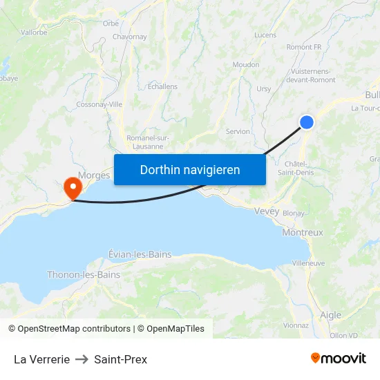 La Verrerie to Saint-Prex map