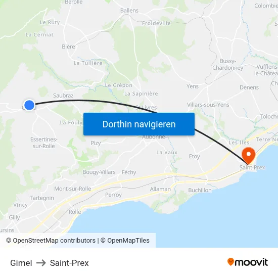 Gimel to Saint-Prex map