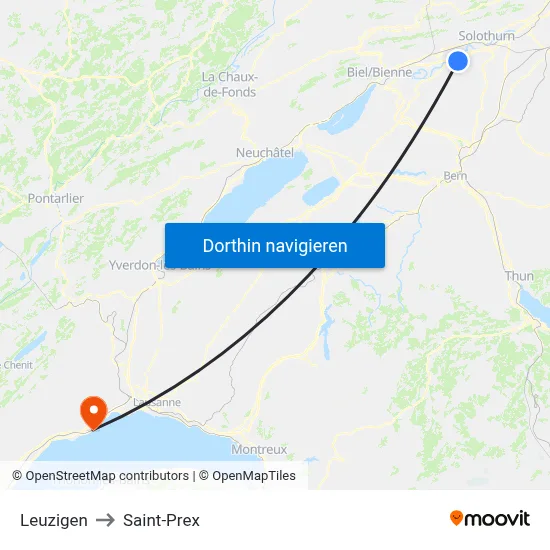 Leuzigen to Saint-Prex map