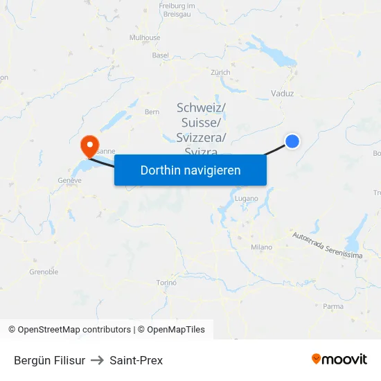 Bergün Filisur to Saint-Prex map