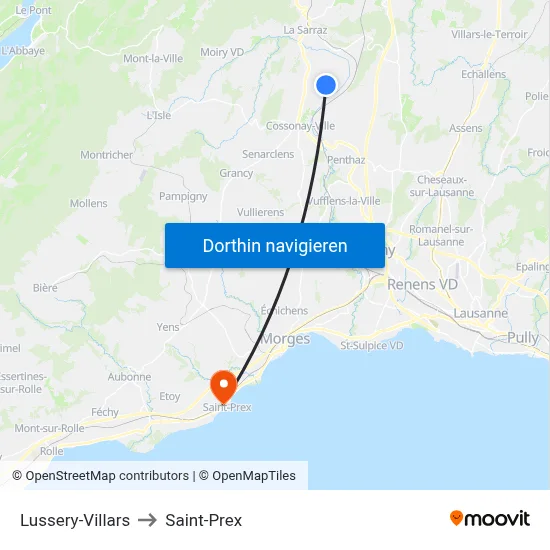 Lussery-Villars to Saint-Prex map