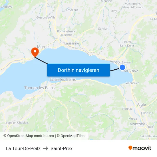 La Tour-De-Peilz to Saint-Prex map
