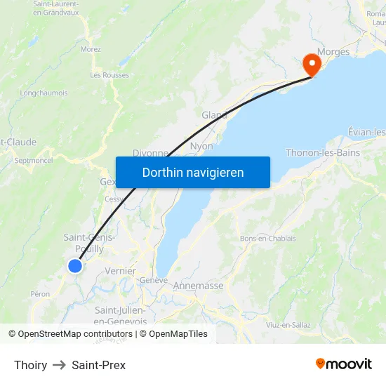 Thoiry to Saint-Prex map