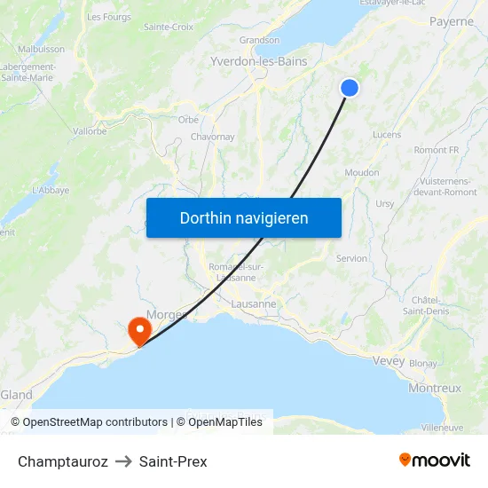 Champtauroz to Saint-Prex map