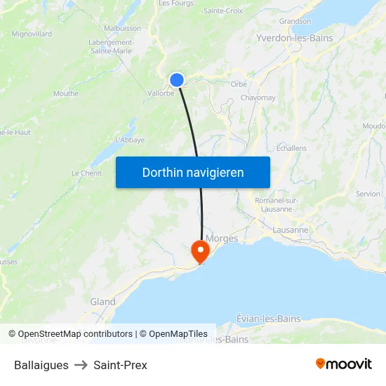 Ballaigues to Saint-Prex map