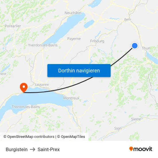 Burgistein to Saint-Prex map