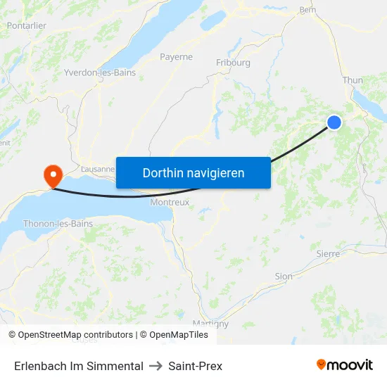 Erlenbach Im Simmental to Saint-Prex map