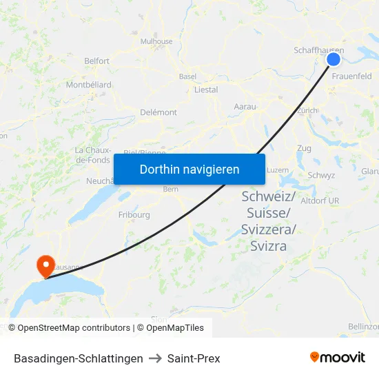 Basadingen-Schlattingen to Saint-Prex map