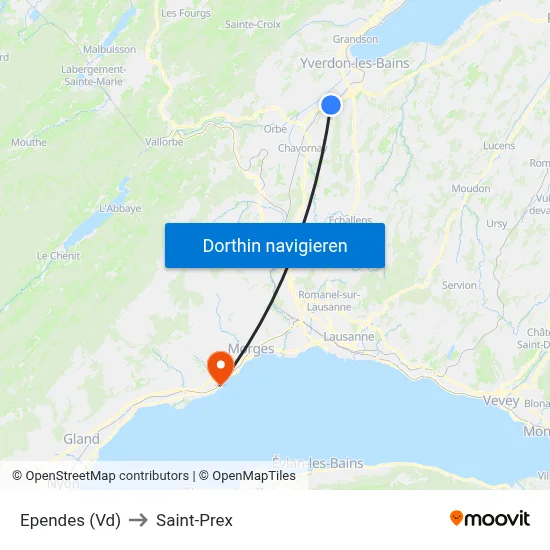 Ependes (Vd) to Saint-Prex map