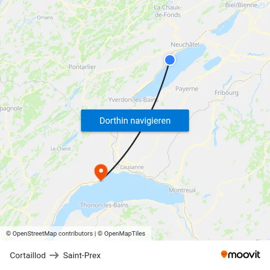 Cortaillod to Saint-Prex map