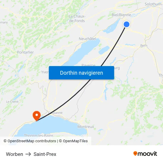 Worben to Saint-Prex map