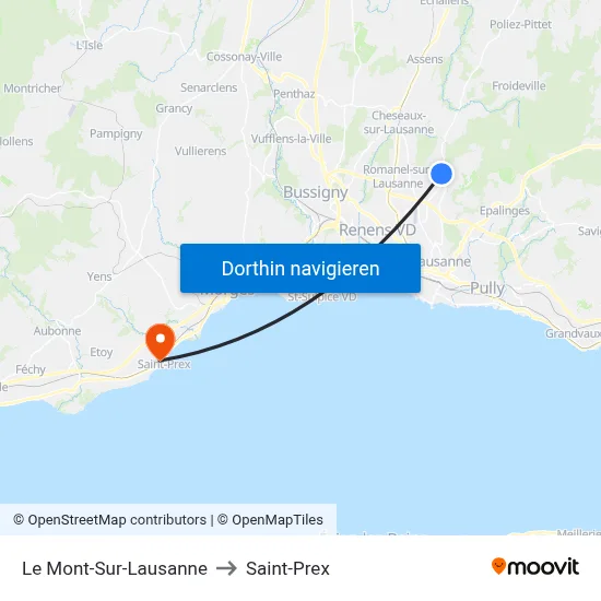 Le Mont-Sur-Lausanne to Saint-Prex map