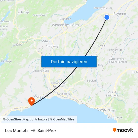Les Montets to Saint-Prex map