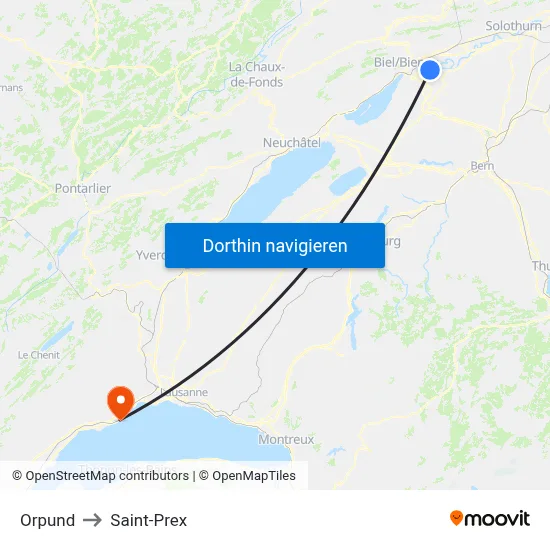 Orpund to Saint-Prex map