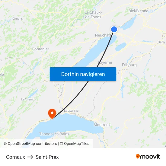 Cornaux to Saint-Prex map