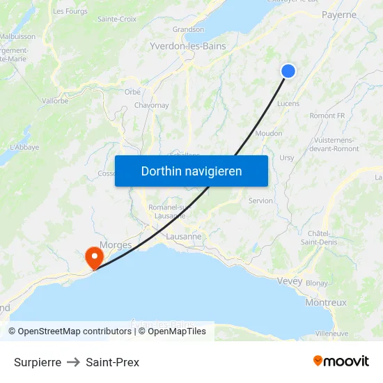 Surpierre to Saint-Prex map