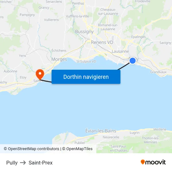 Pully to Saint-Prex map