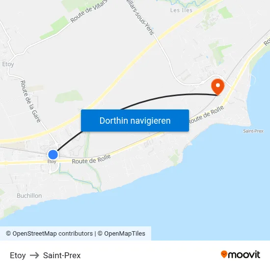 Etoy to Saint-Prex map