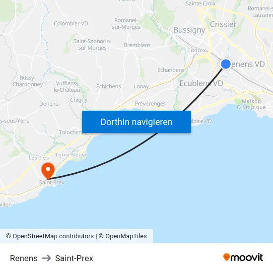 Renens to Saint-Prex map