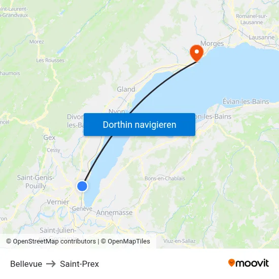 Bellevue to Saint-Prex map