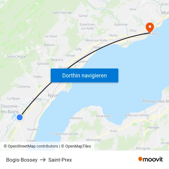 Bogis-Bossey to Saint-Prex map