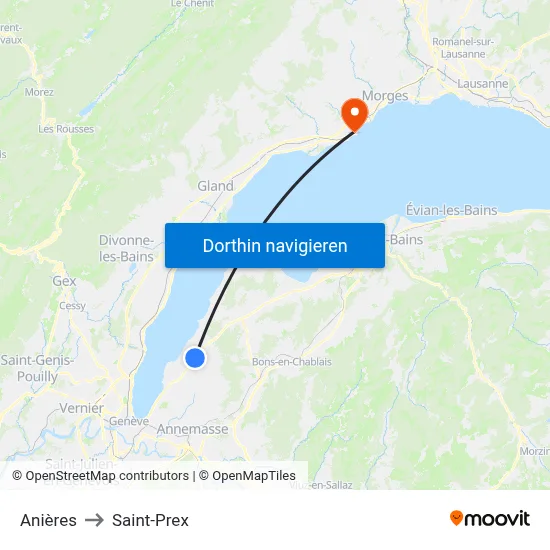 Anières to Saint-Prex map
