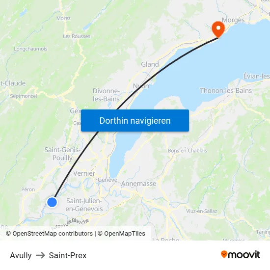 Avully to Saint-Prex map
