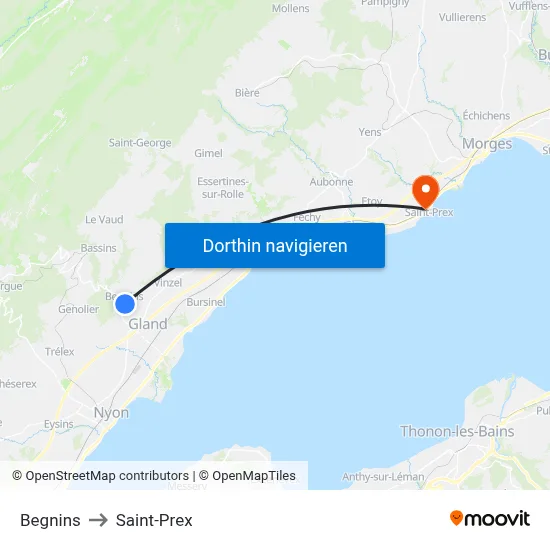 Begnins to Saint-Prex map