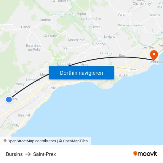 Bursins to Saint-Prex map