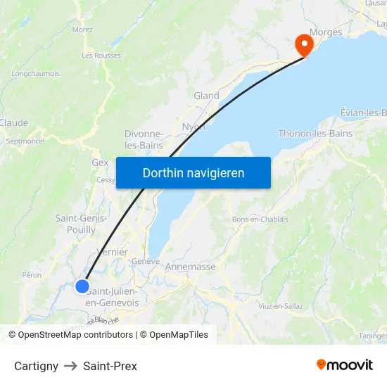 Cartigny to Saint-Prex map