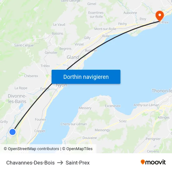 Chavannes-Des-Bois to Saint-Prex map