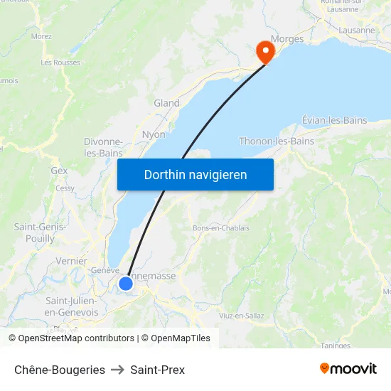 Chêne-Bougeries to Saint-Prex map