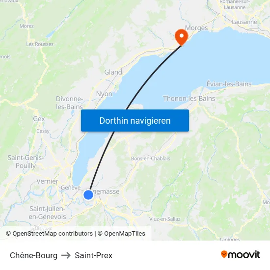 Chêne-Bourg to Saint-Prex map