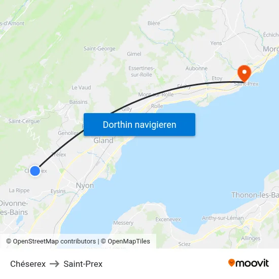 Chéserex to Saint-Prex map