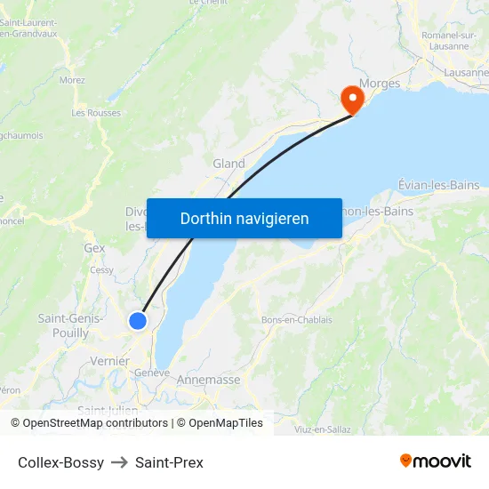 Collex-Bossy to Saint-Prex map