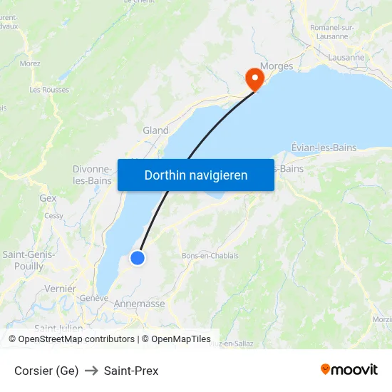 Corsier (Ge) to Saint-Prex map