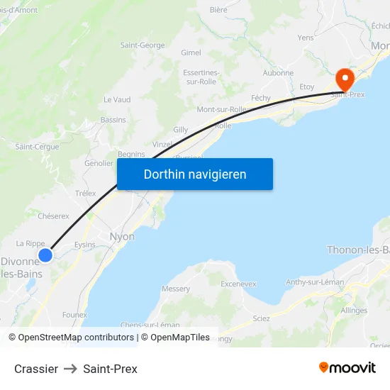 Crassier to Saint-Prex map