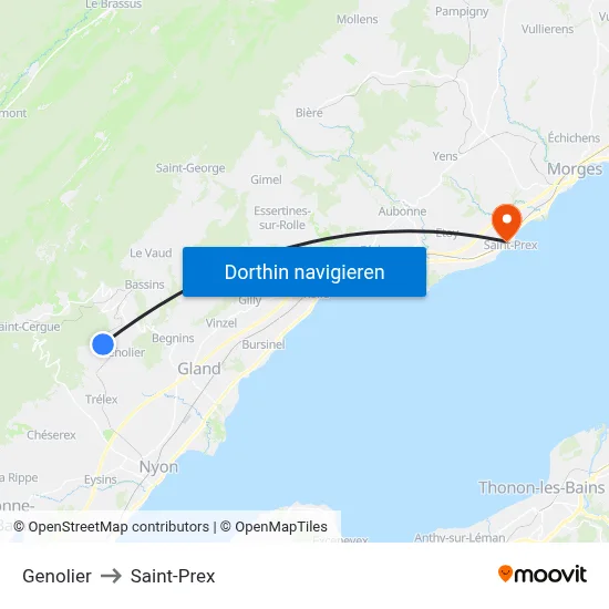 Genolier to Saint-Prex map