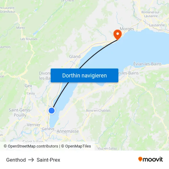Genthod to Saint-Prex map