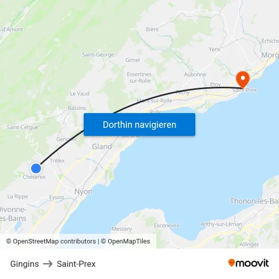 Gingins to Saint-Prex map