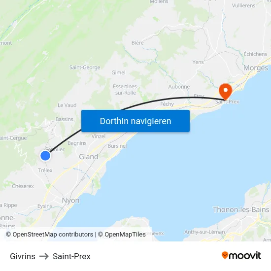 Givrins to Saint-Prex map